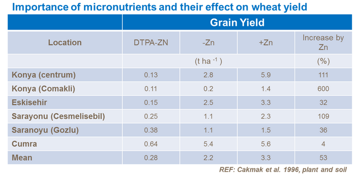 Importance des micronutriments sur rendement de blé