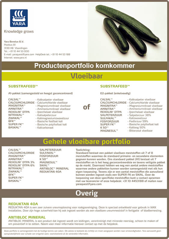 Vaste bemestingsadvies komkommer
